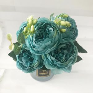 FLEUR ARTIFICIELLE Bouquet de fleurs artificielles roses, 5 têtes et 