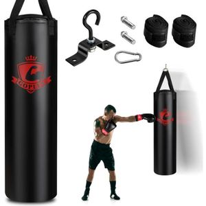 SAC DE FRAPPE COSTWAY Sac de Boxe Frappe Rempli, Ø30cm 28, 5kg-Gants de Boxe-Bandages de Protection-Sac Rangement-pour Karaté Taekwondo,Muay Thaï