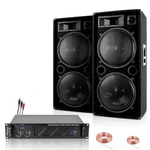 Pack Sono Ibiza Sound 4000W 2 Enceintes Bm Sonic, Ampli, Table  Bluetooth/USB, Câbles , Mariage, Salle des fêtes DJ+clé USB 32Go