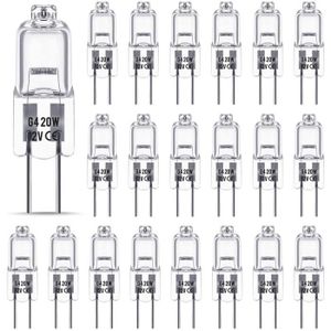 éclairage de rail Lot de 20 ampoules halogènes G4 20 W 12 V Blanc chaud feux de signalisation Pour éclairage de cuisinière Ampoule capsule transparente à 2 broches Ampoule à culot halogène éclairage de rail Lot de 20 ampoules halogènes G4 20 W 12 V Blanc chaud feux de signalisation Pour éclairage de cuisinière Ampoule capsule transparente à 2 broches Ampoule à culot halogène