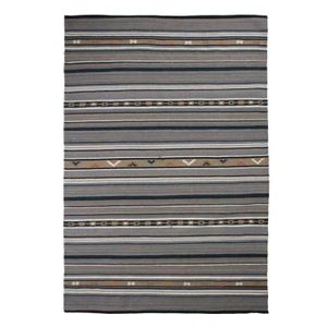 TAPIS DE COULOIR SHUTTLE KELIM - Tapis réversible en laine motifs ethniques style moderne 160 x 230 cm Gris