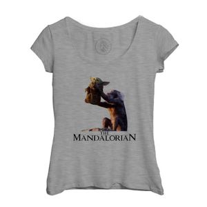 T-SHIRT T-shirt Femme Col Echancré Gris The Mandalorian - Roi Lion Parodie Film Series