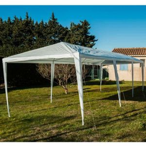 Barnum 3x4m Chapiteau Tente de jardin Pavillon Tente brasserie étanche PVC gris-blanc