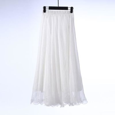 Jupe Jupe longue en mousseline de soie pour femmes taille haute