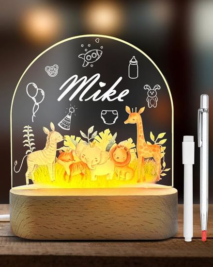Veilleuse Personnalisable Pour Baptême - Lampe De Chevet Avec Photo Et Texte - Cadeau Bébé Fille Ou Garçon