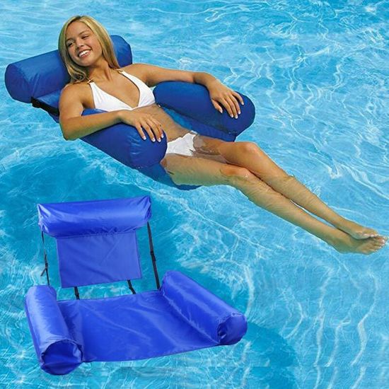 Chaise Flottante, Hamac d'Eau Gonflable, Chaise Longue Pliante pour Piscine avec Dossier, Lit Flottant pour Adultes Chaise Flottante, Hamac d'Eau Gonflable, Chaise Longue Pliante pour Piscine avec Dossier, Lit Flottant pour Adultes