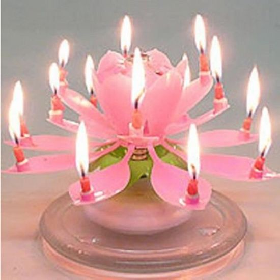 3pcs 14 Bougie Boule Musical Bougie D Anniversaire Rotative En Forme De Fleur Candle Lotus Light Decor Rose Cdiscount Maison