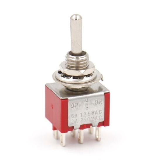 Interrupteur à Bascule Métal Heschen - DPDT ON/OFF/(ON) | 15A 250VAC, 6 Bornes | Pour Électricité