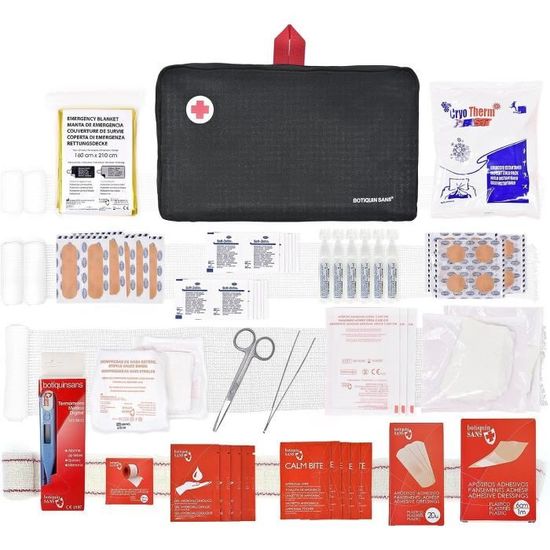 Trousse De Premiers Secours 120 Pièces - Kit Complet Avec Bandages, Ciseaux, Pansements, Rouge