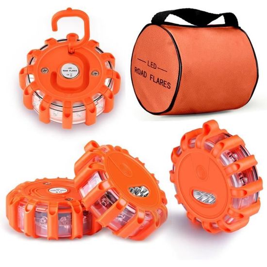Gyrophare LED Clignotant D'Urgence - 9 Modes - IP66 - Aimant Et Crochet - Tobfit - Pour Voiture/Bateau