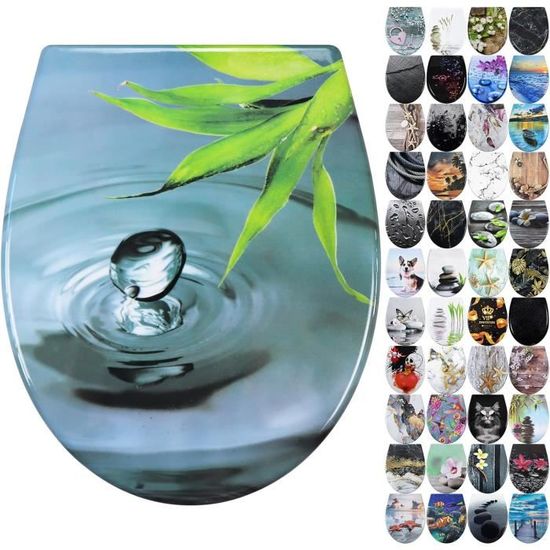 Abattant De Wc Antibactérien Duroplast Avec Système D'Abaissement Automatique Motif Marbre[w2905