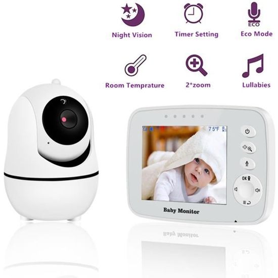 Babyphone vidéo Bébé Moniteur - 3.2" LCD - Surveillance bidirectionnelle - Vision nocturne