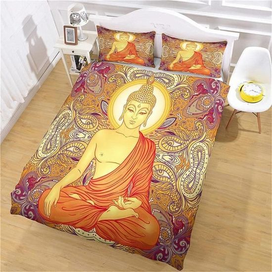 3D Parure de lit Set de Housse de Couette en Bouddha, Contient deux taies d'oreiller, 100% microfibre, super douce 220x240cm[1837]