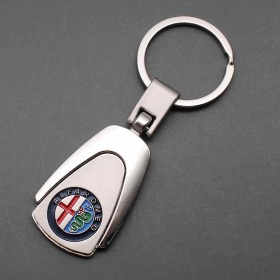 Porte-clés Alfa Roméo Goutte design 1 couleur sur simili cuir, anneau brisé  fil rond - CISCAR