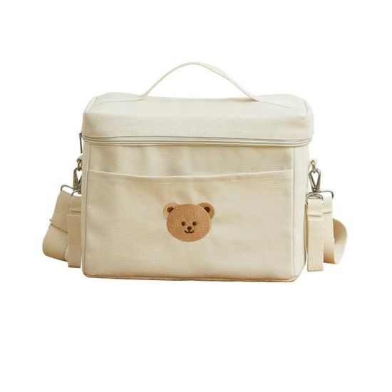 Petit Sac De Maternité Imprimé Ours | Tissu Coton, Multiples Compartiments - Idéal Sorties Courtes, Parc, Voyage