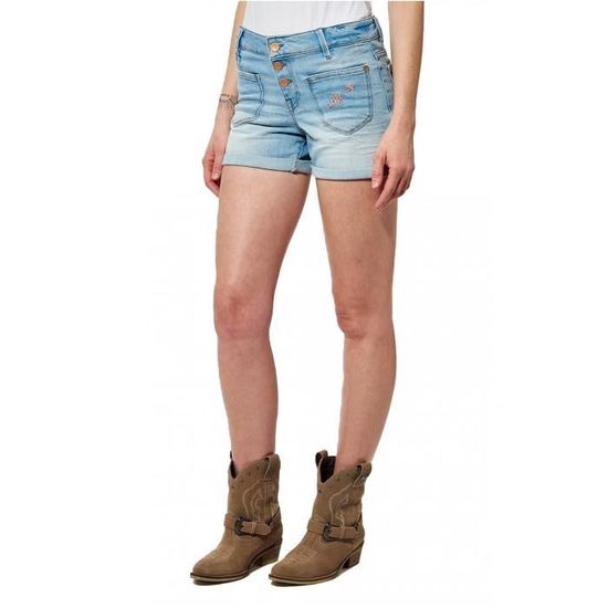 Short en jean brode Kaporal Femme Bleu Cdiscount Pret a Porter