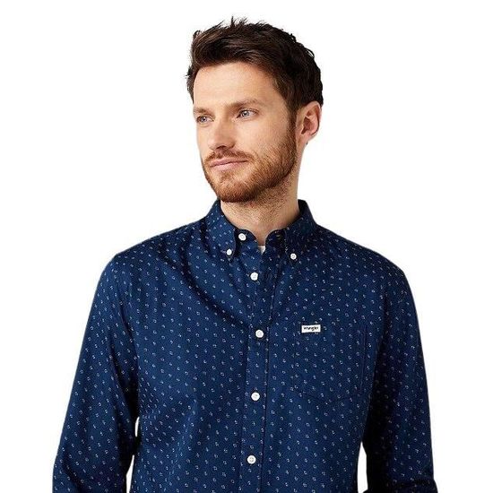 Chemise Wrangler Outdoor Series Homme – Bleue, Taille L, Manches Longues, Respirante