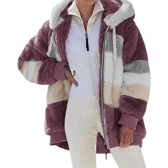 Manteau Polaire Femme Avec Capuche - Chaud, Doux, Ample - Idéal Pour L'hiver, Lavable, Plusieurs Coloris