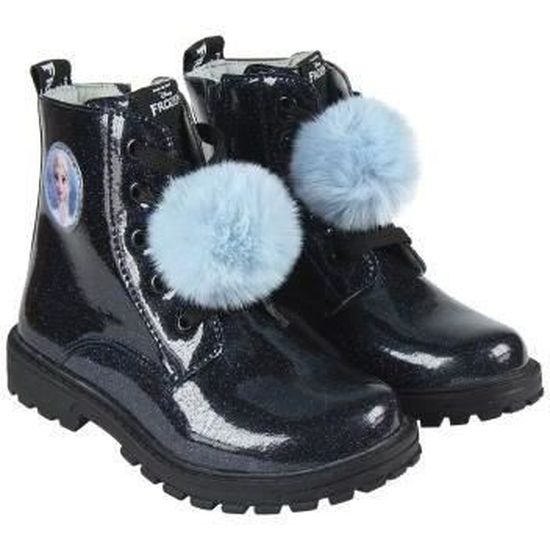 LA REINE DES NEIGES 2 Bottines vernies Pompon Enfant Fille Noir