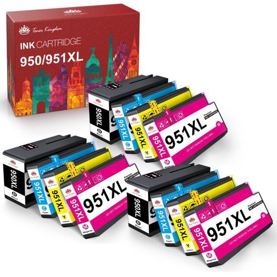 Cartucce Inchiostro HP 4 Cartucce 950XL 951XL Per HP Officejet 8100 8600 - Nero, Ciano, Magenta, Giallo, Con Chip Cartucce Hp 912 XL - Foto 7