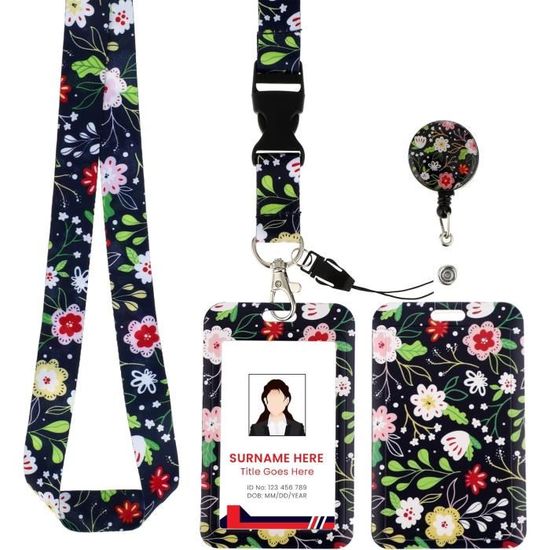 Porte-badge Rétractable Imprimé Cœur/poumon/cerveau - Pour Professionnels De Santé, Clip Pivotant 360°