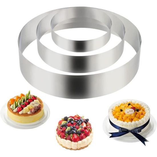 Guowall Cercle à Pâtisserie 10 Cm En Acier Inoxydable - Lot De 4 Anneaux Avec Poussoir Et Spatule