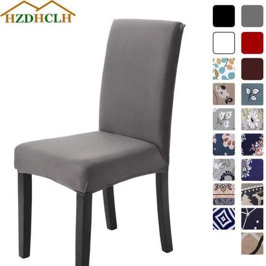 Lsport20337-HZDHCLH Housse de chaise 6 pièces extensible pour Salle à Manger décor facile à nettoyer et durable Gris