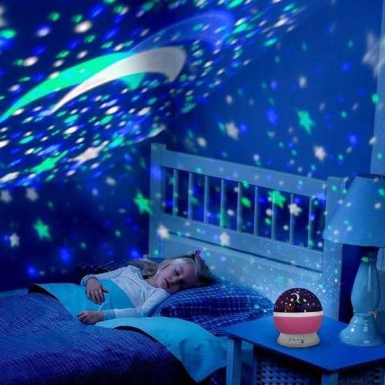 AWY02351-Lampe de Projection Veilleuse Bébé Etoile Projection Lumière Enfant Lampe Chevet Avec 360 Degrés De LED Pour Cadeau Bébé