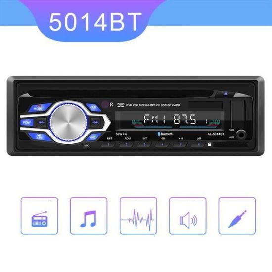 ZF35187-Autoradio Bluetooth Usb - 5014Bt - Cd Dvd - Lecteur Mp3 Stéréo Fm De Voiture