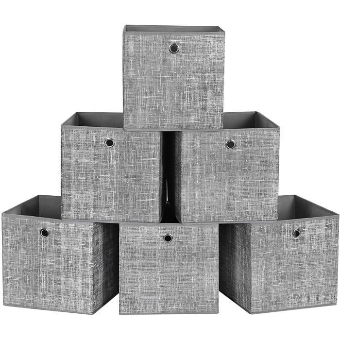 SONGMICS Boîtes de Rangement, Lot de 4 Cubes, 26 x 26 x 28 cm, 2 Poignées, Pliables, Tissu