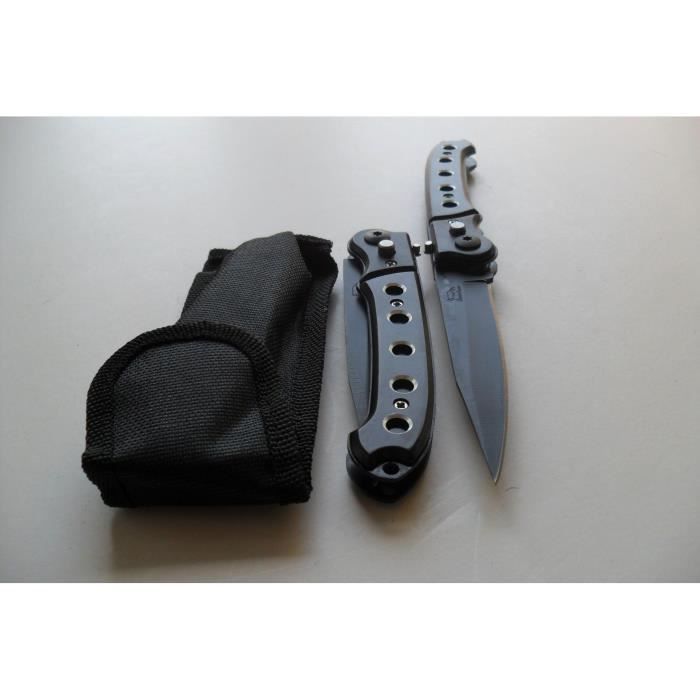 Couteau de Poche Lame Acier Fine 10 Cm Manche Acier 12 Cm Chasse Pêche Bivouac