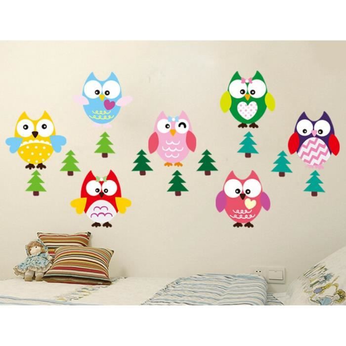 Animal Dessins Animés Mur Hibou Arbre Autocollants Pour Les Chambres D'Enfants Garçons Fille À La Maison Canapé Stickers Muraux En