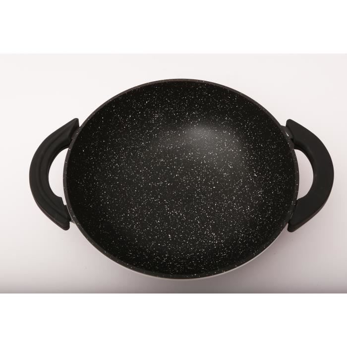 Wok 32 Cm Tous Feux Dont Induction Poêle Wok Anti Adhésive Revêtement Effet Pierre