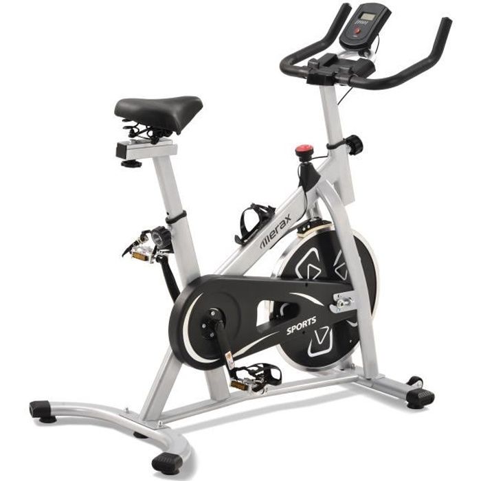 Vélo biking Vélo d'appartement spin bike Intérieur aerobie spining Vélo, Siège et guidon réglable, gris/noir
