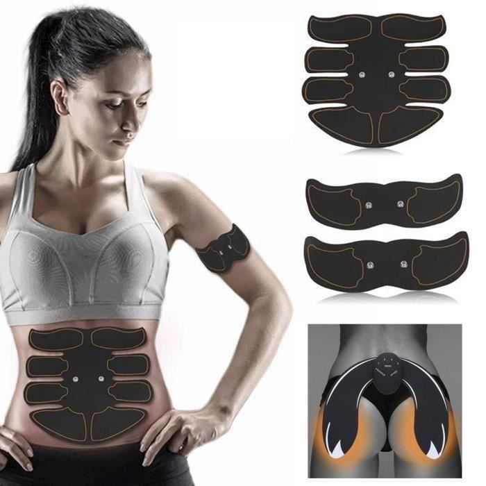 Rn Appareil de musculation abdominal Bras Cuisses Ceinture abdo Fitness Entraînement+EMS Hips Trainer (Batteries Charge)