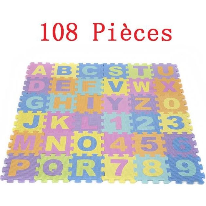 JEOBEST® 108 Pcs Tapis Mousse Bébé (Lettres + Chiffres) Tapis de jeu pour bébés et enfants