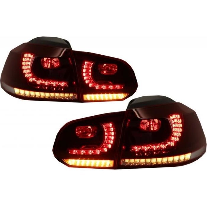 Feux Arrières FULL LED Pour Volkswagen Golf 6 VI 08+ R20 Design Dynamique Séquentielle Tournante Lumière Cherry Red