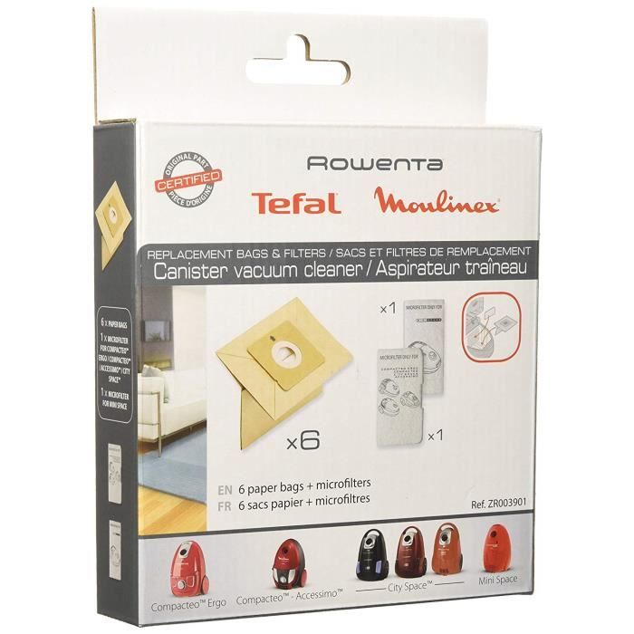 Rowenta ZR003901 Lot de 6 sacs d'aspirateur + 1 micro-filtre