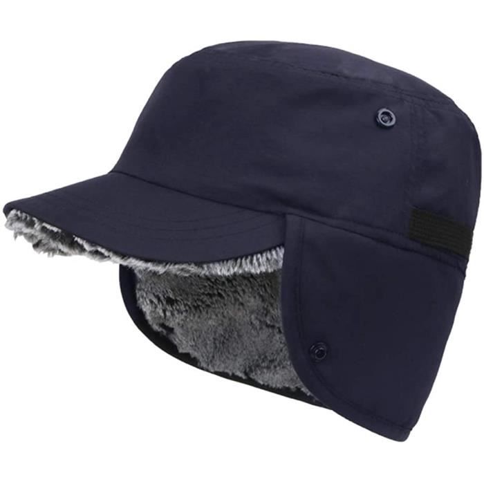 Gisdanchz Casquette Hiver avec Cache Oreille Pliable - Entièrement Doublé de Fausse Fourrure Chaud509