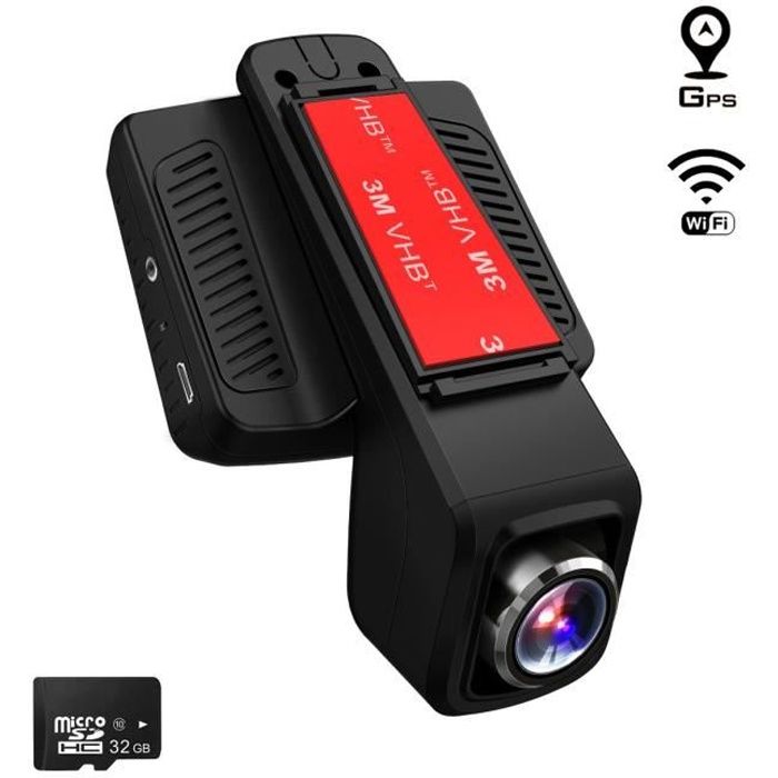 TOGUARD Caméra de Voiture GPS WiFi Grand Angle de 170° Caméra Embarquée Full HD 1080P, Dashcam Voiture avec Objectif Réglable Écr