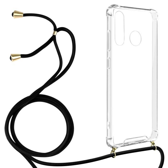 Coque Cordon Huawei P30 Lite et P30 Lite XL Lanière Tour de cou Transparente Blanc