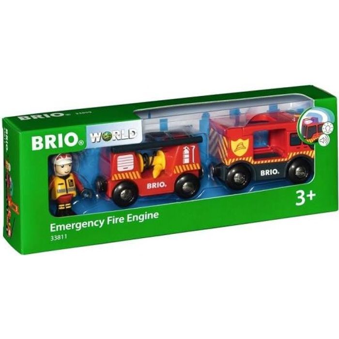 Brio World Camion de Pompiers Son et Lumière - Accessoire son & lumière Circuit de train en bois - Ravensburger - Dès 3 ans - 33811