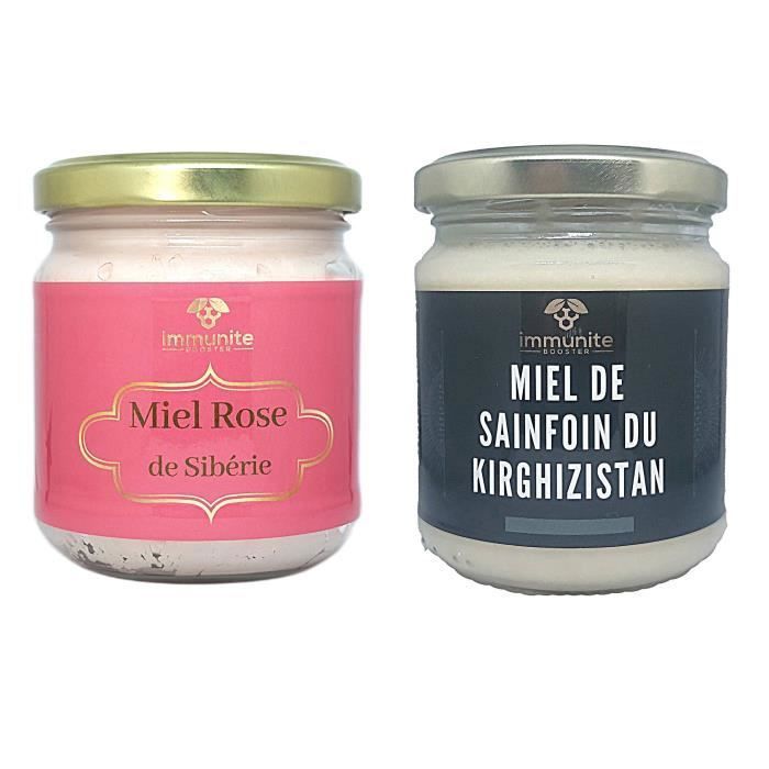 2 Miels crémeux d'Asie - 1 Miel de Sainfoin du Kirghizystan - 1 miel rose de montagne de Siberie - 500g poids net
