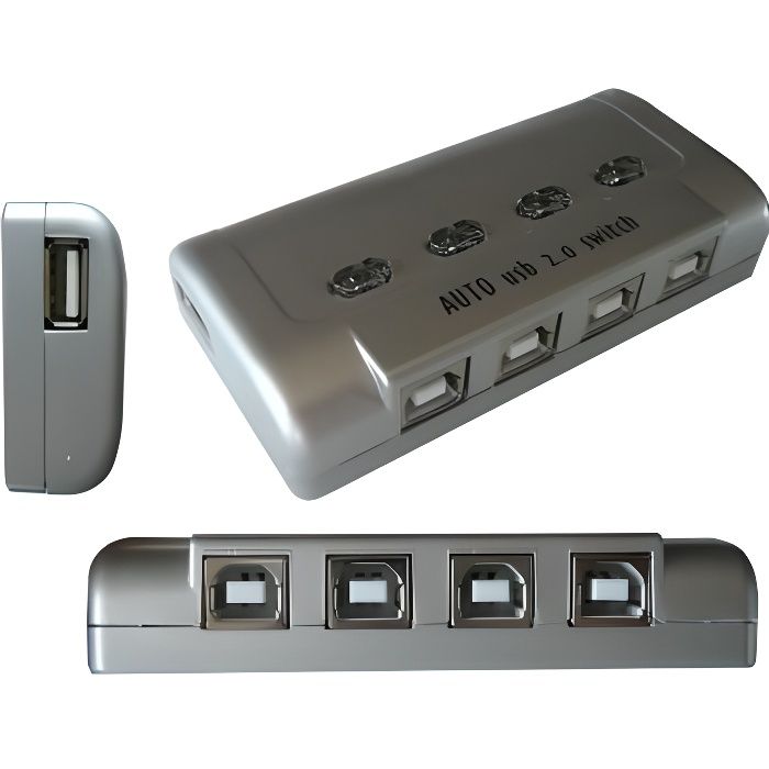Boitier de partage USB 2.0 AUTOMATIQUE / Switch 4 ports - Compatible Imprimantes