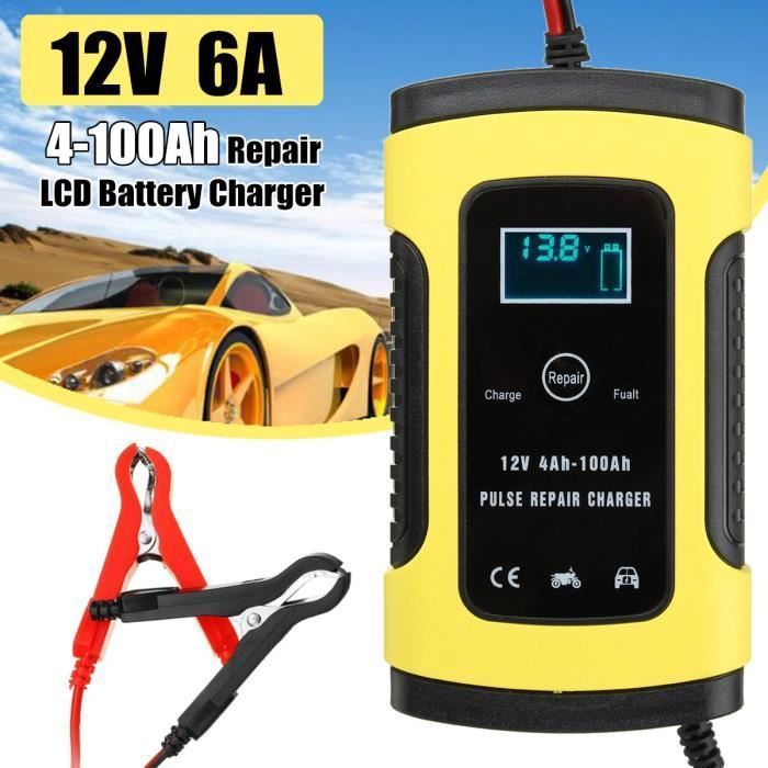 12V 6A impulsion Réparation LCD Chargeur de batterie Plomb-acide Pr Voiture Moto EU Plug