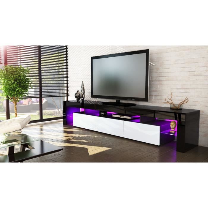 Meuble tv noir et blanc 189 cm sans led