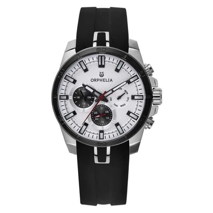 ORPHELIA - Montre Homme - Quartz Multi Dial - Bracelet Silicone Noir - OR86600