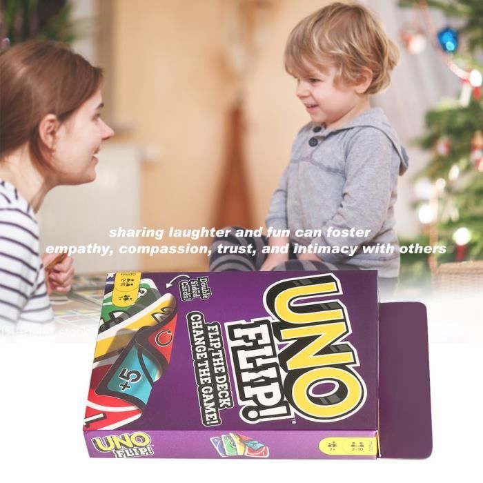 1x Pensée provoquant le jeu de cartes de conversation Uno Flip pour une conversation amusante entre amis