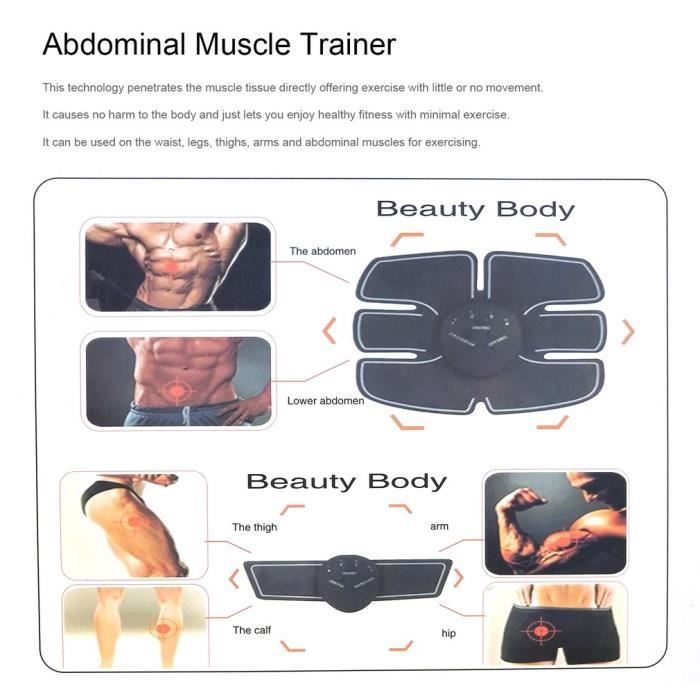 Electrostimulateur, Appareil de Musculation Abdominaux Bras Cuisses Ceinture abdo Appareil de Fitness