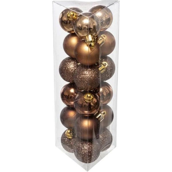 Lot de 18 Boules de Noël -Colorama- 3cm Bronze Marron